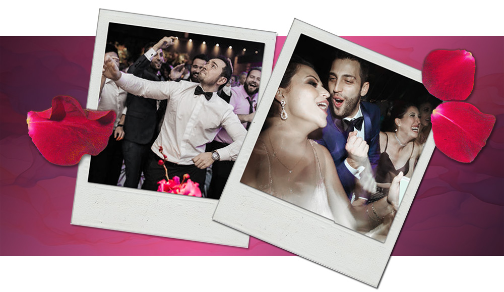 Seismic Sound - Wedding DJs Etc. -Polaroid photos of bride groom and groomsmen dancing and having fun