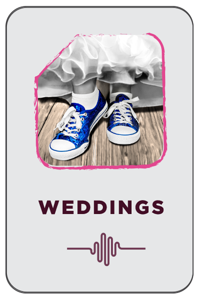 Seismic Sound DJs - Wedding Receptions link - blue suede shoes on bride's feet