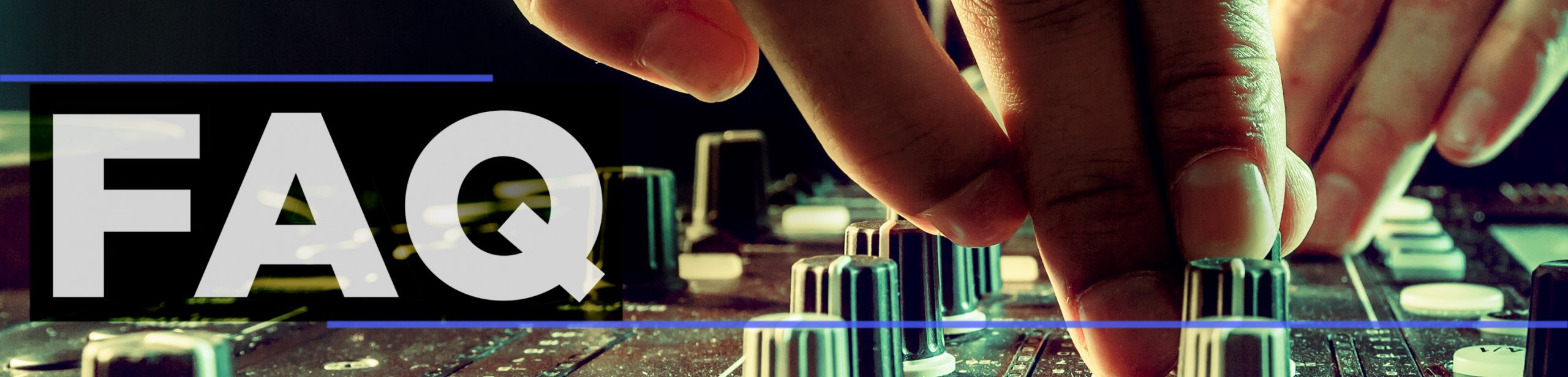 SEISMIC SOUND DJs: FAQ — close up of DJs fingers turning knobs on a sound board